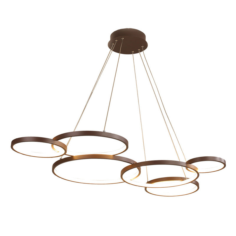 Metalen ringverhangverlichting Moderne stijl Multi -lichten kroonluchter lamp