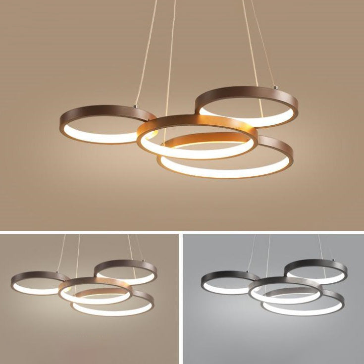 Metalen ringverhangverlichting Moderne stijl Multi -lichten kroonluchter lamp