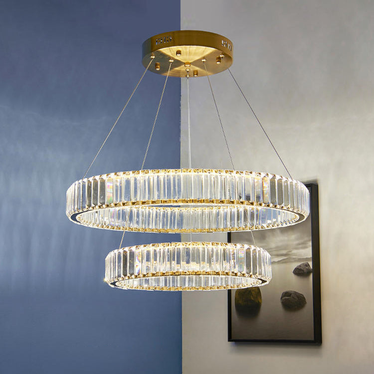 Ring Clear Crystal Hanging Ceiling Lights Modern Style Pendant Lighting Fixtures