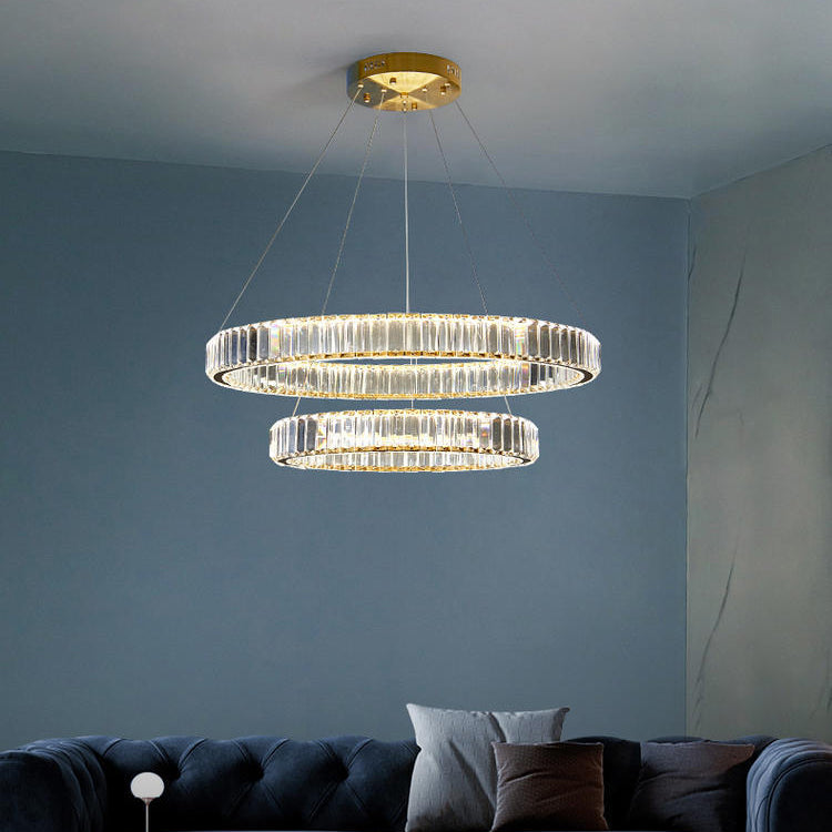 Ring Clear Crystal Hanging Ceiling Lights Modern Style Pendant Lighting Fixtures
