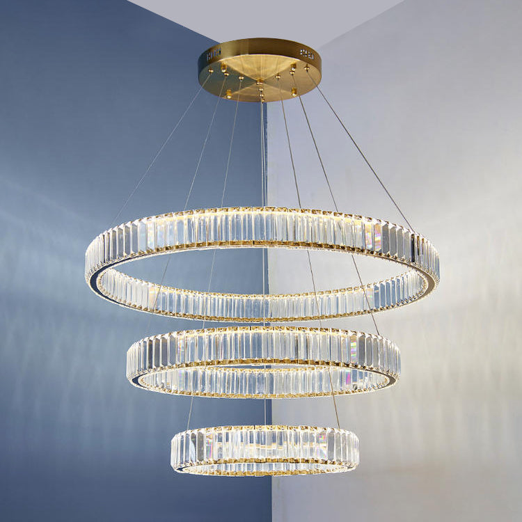 Ring Clear Crystal Hanging Ceiling Lights Modern Style Pendant Lighting Fixtures
