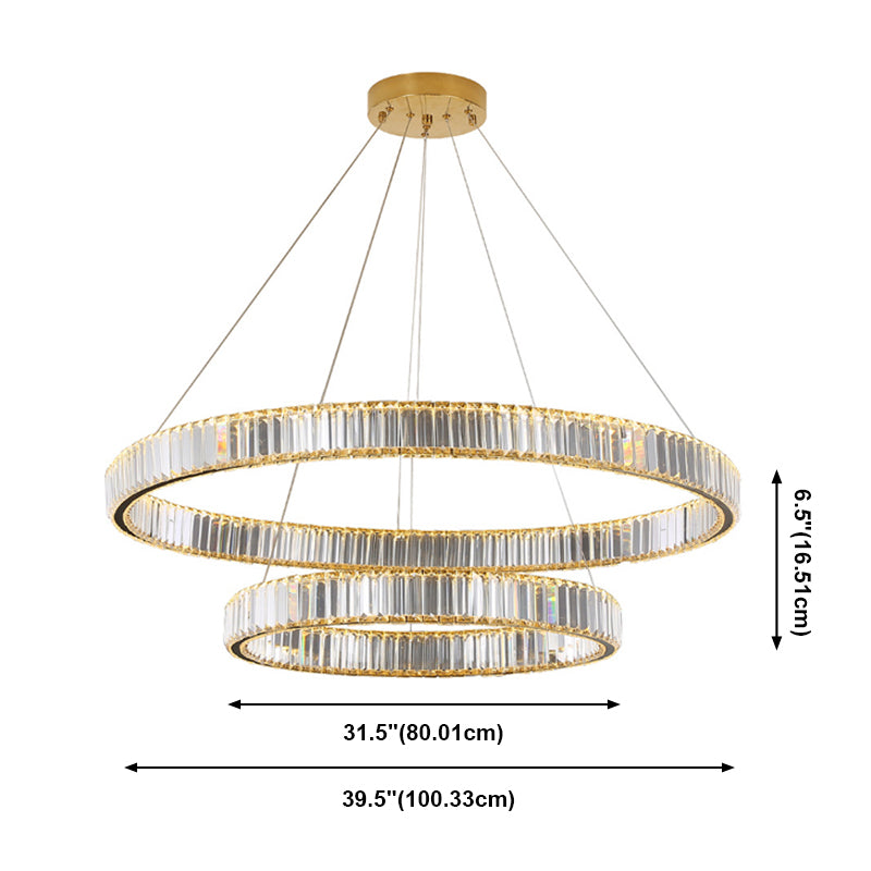Ring Clear Crystal Hanging Ceiling Lights Modern Style Pendant Lighting Fixtures