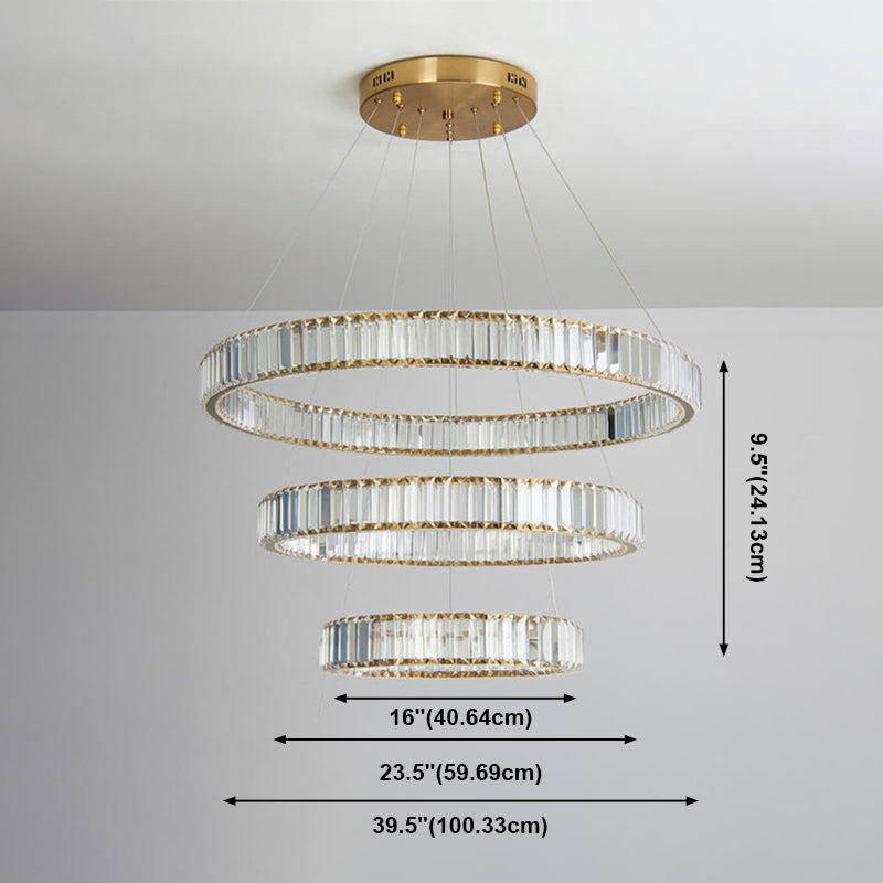 Ring Clear Crystal Hanging Ceiling Lights Modern Style Pendant Lighting Fixtures