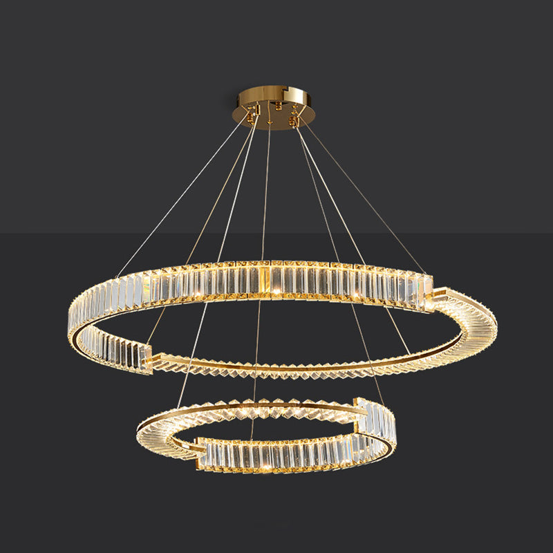 Moderne stijl helder kristal plafond hanger lichtring hangende verlichtingsarmaturen