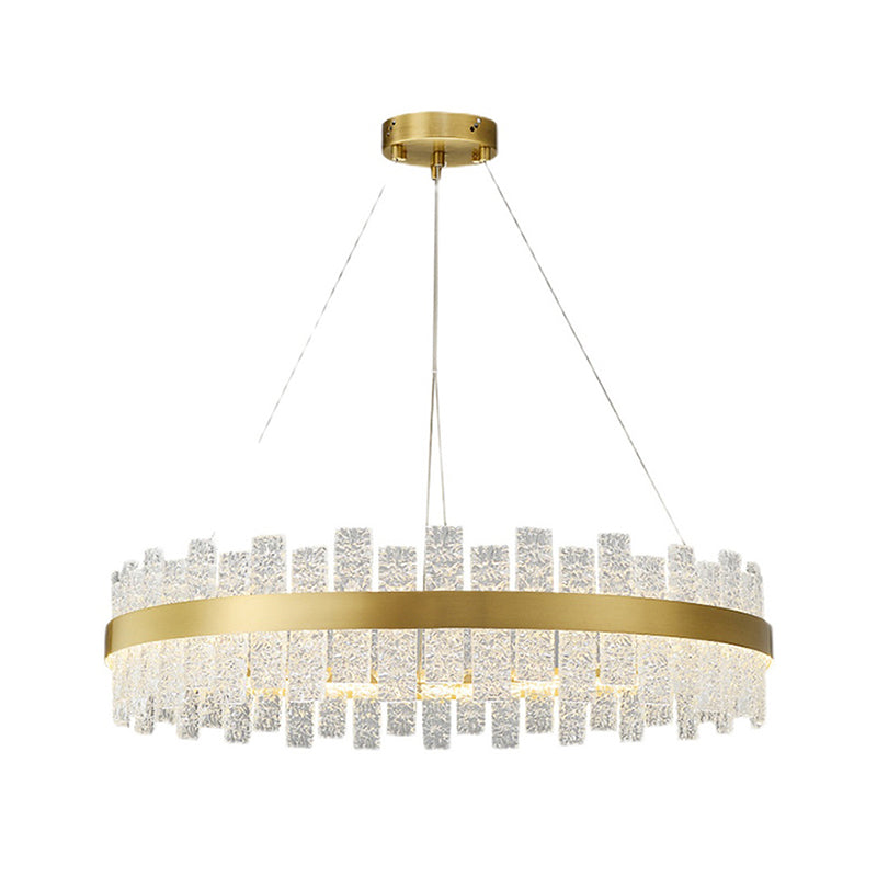 Light Luxury Style LED Pendant Chandelier Circular Glass Chandelier Lamp for Living Room