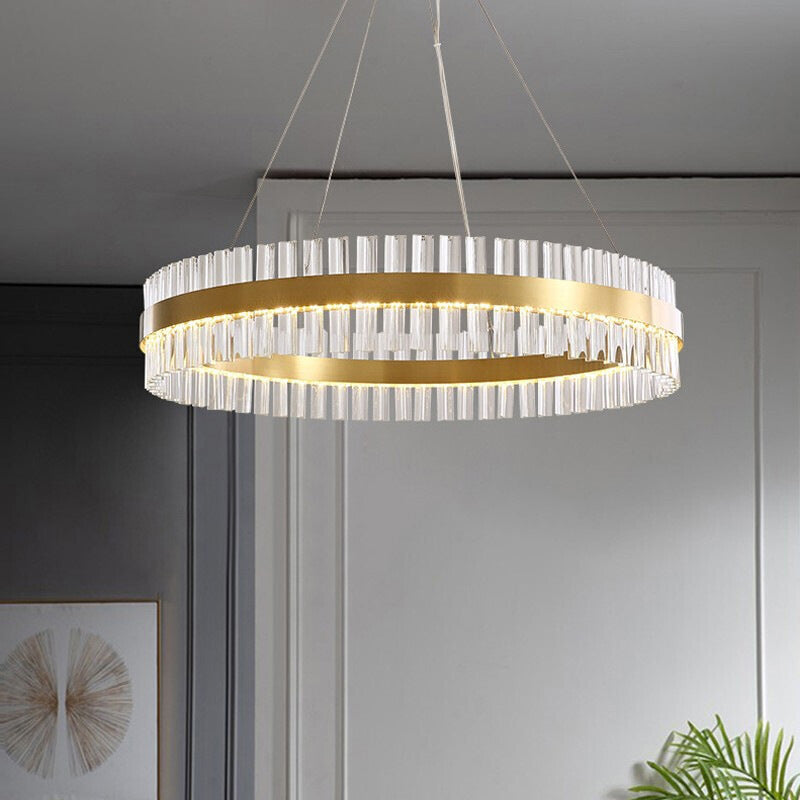 Contemporary Circular LED Chandelier Pendant Light Crystal Ceiling Pendant Light