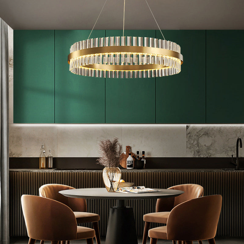 Contemporary Circular LED Chandelier Pendant Light Crystal Ceiling Pendant Light