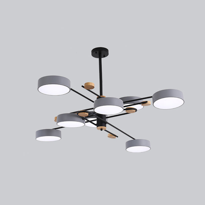 Modern Style Cylinder Ceiling Suspended Lighting Metal Multi Lights Pendant Lamp