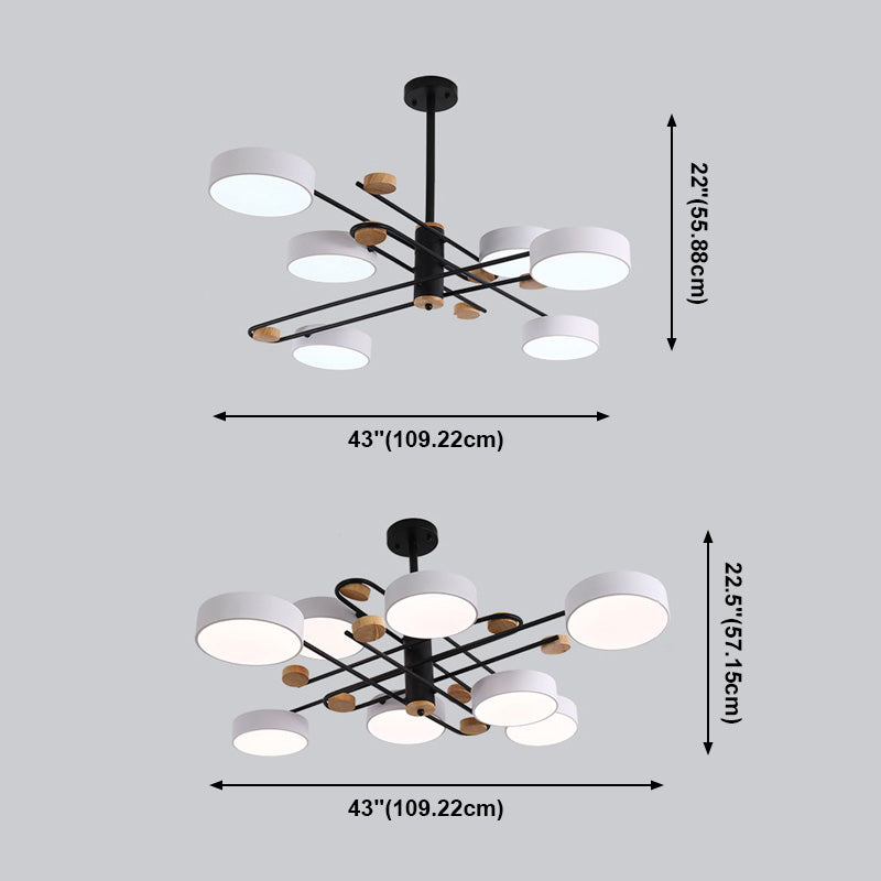 Modern Style Cylinder Ceiling Suspended Lighting Metal Multi Lights Pendant Lamp