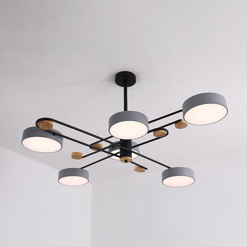 Modern Style Cylinder Ceiling Suspended Lighting Metal Multi Lights Pendant Lamp