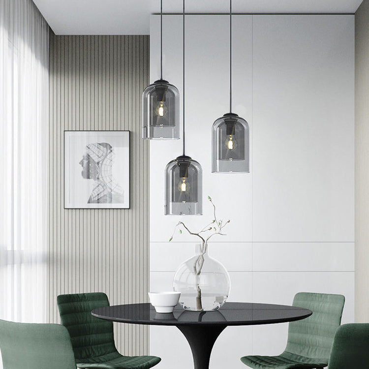 Doppelglas Hängelampe im modernen kreativen Stil Iron Bell Anhänger Licht für Esszimmer