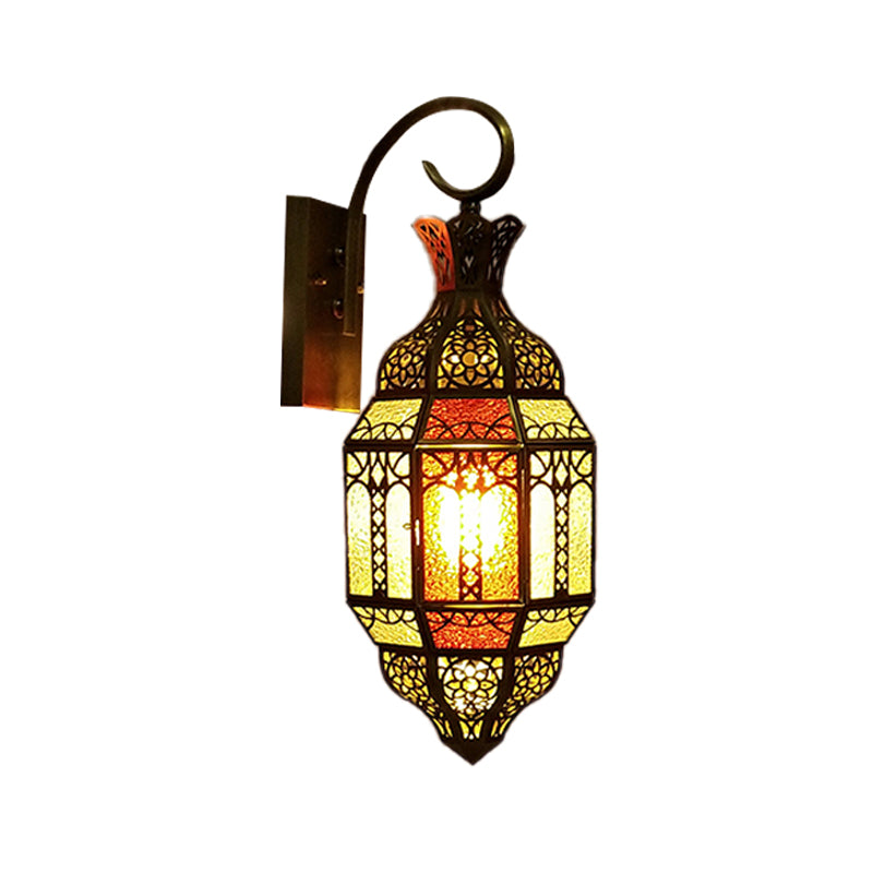 1-Light Wall Mount Lamp Arab Style Living Room Sconce Lighting with Urn Metal Shade in Brass