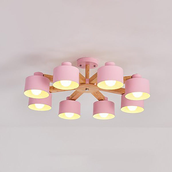 Metal Cylinder Hanging Light Fixtures Modern Style Multi Lights Ceiling Suspension Lamp