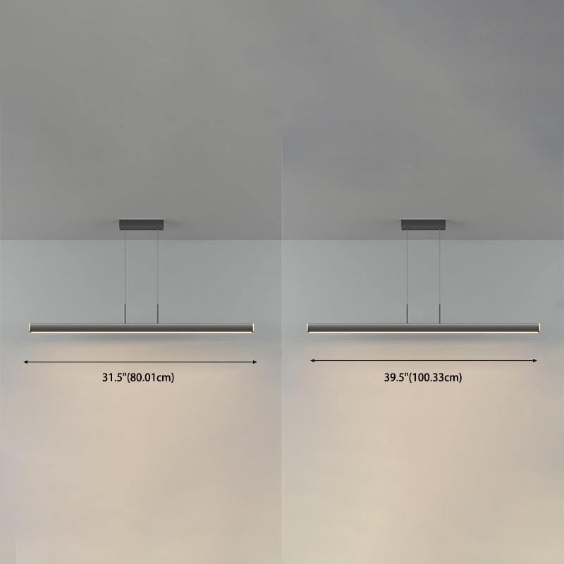 Linear Contemporary Style Island Light Long Strip Kitchen Bar Lighting Fixture in Black