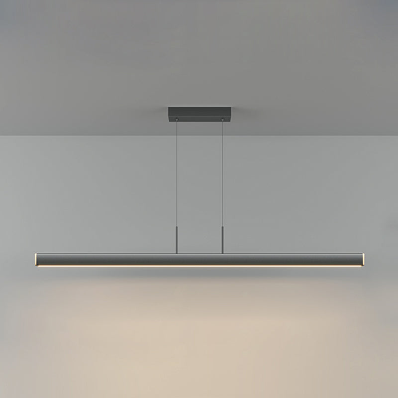 Linear Contemporary Style Island Light Long Strip Kitchen Bar Lighting Fixture in Black