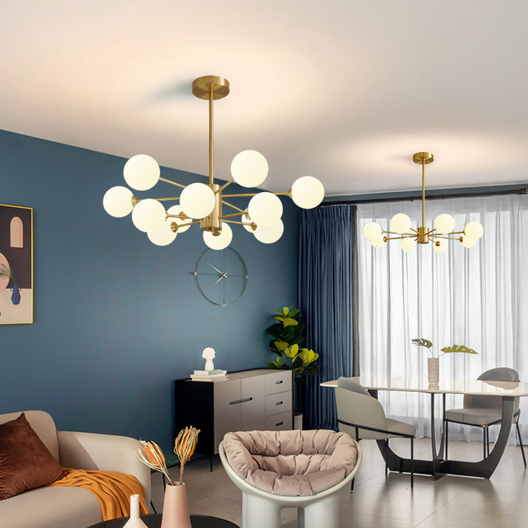 Modern Simplicity Chandelier Light Opal Glass Shade Living Room Lighting Fixture