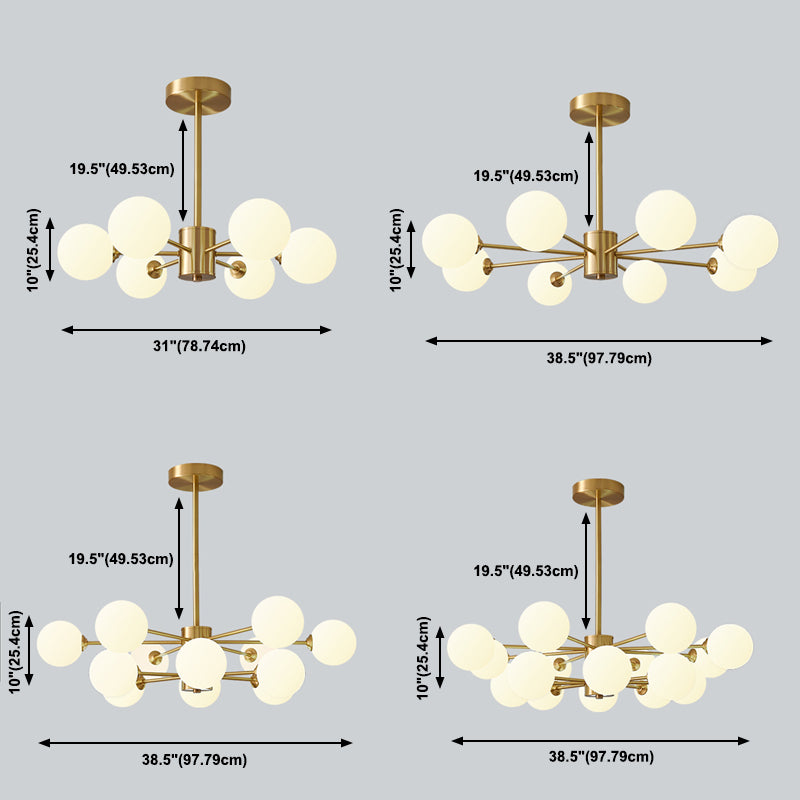 Modern Simplicity Chandelier Light Opal Glass Shade Living Room Lighting Fixture