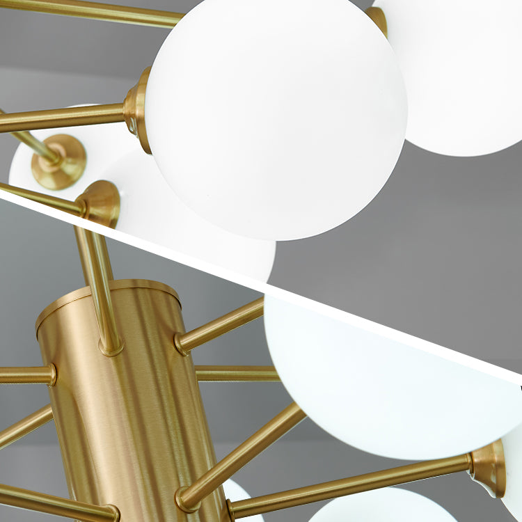 Modern Simplicity Chandelier Light Opal Glass Shade Living Room Lighting Fixture