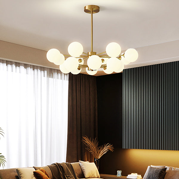 Modern Simplicity Chandelier Light Opal Glass Shade Living Room Lighting Fixture