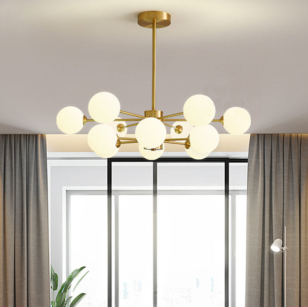 Modern Simplicity Chandelier Light Opal Glass Shade Living Room Lighting Fixture