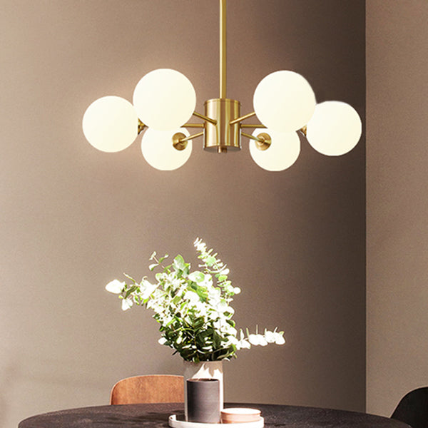 Modern Simplicity Chandelier Light Opal Glass Shade Living Room Lighting Fixture