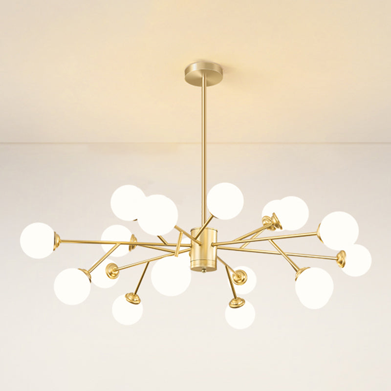 Gold Simplicity Chandelier Light Globe Glass Shade Pendant Lamp for Living Room