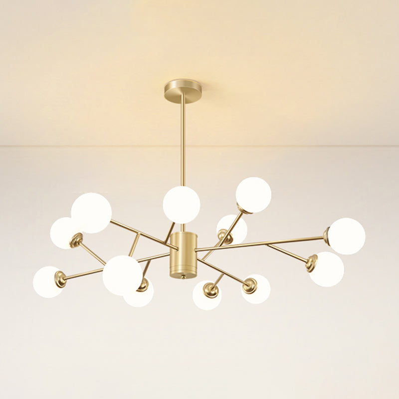Gold Simplicity Chandelier Light Globe Glass Shade Pendant Lamp for Living Room