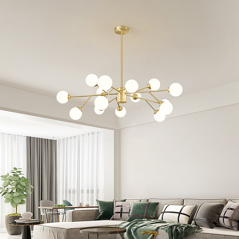 Gold Simplicity Chandelier Light Globe Glass Shade Pendant Lamp for Living Room