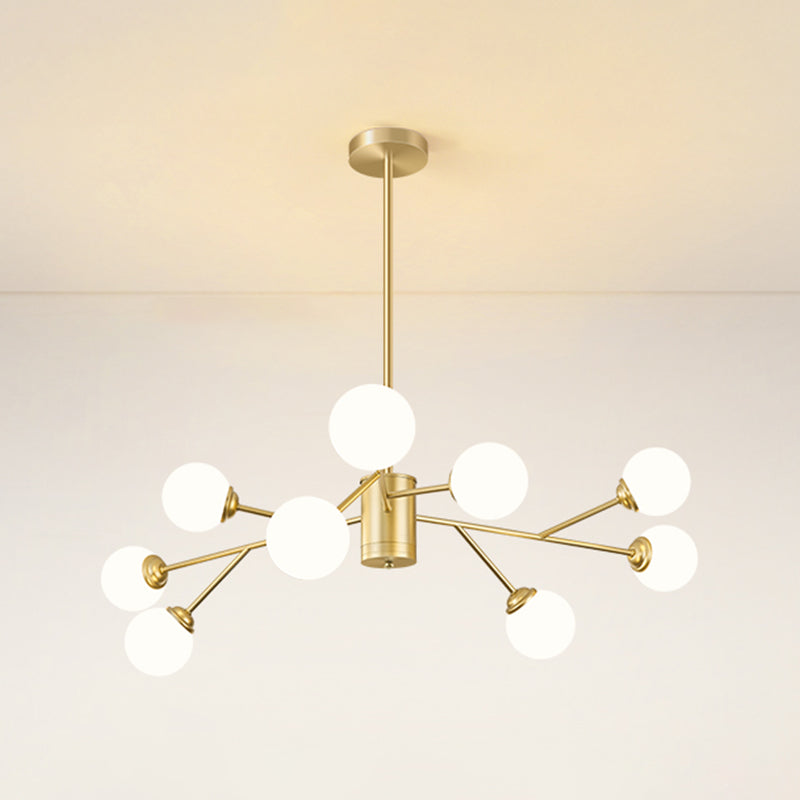 Gold Simplicity Chandelier Light Globe Glass Shade Pendant Lamp for Living Room