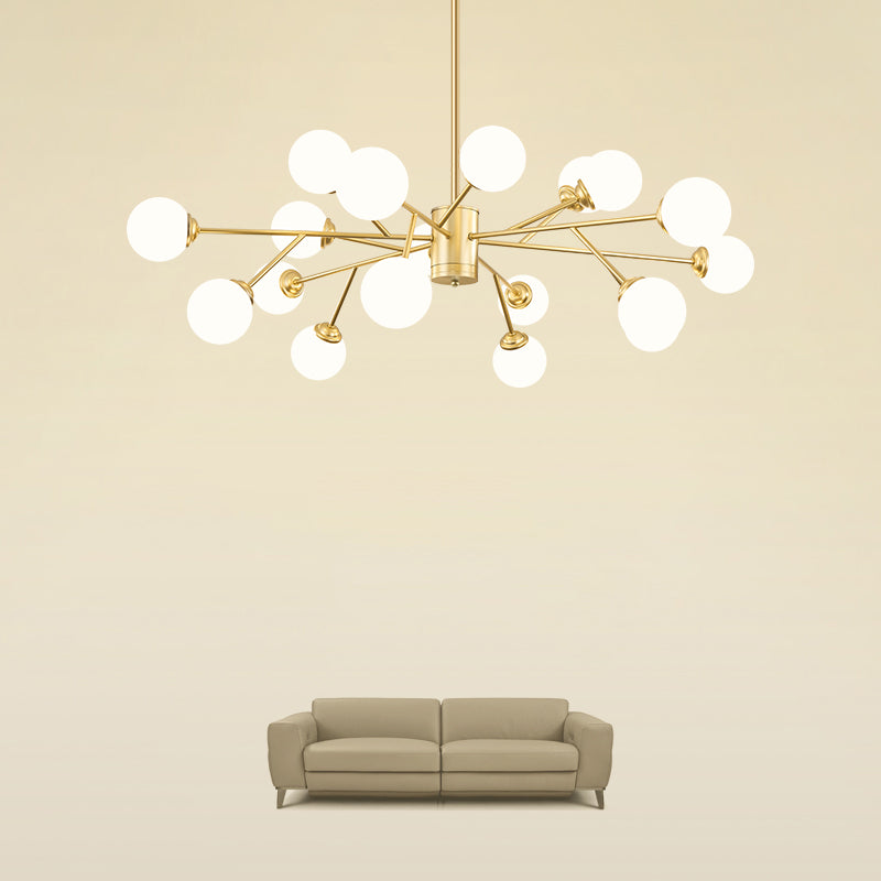 Gold Simplicity Chandelier Light Globe Glass Shade Pendant Lamp for Living Room