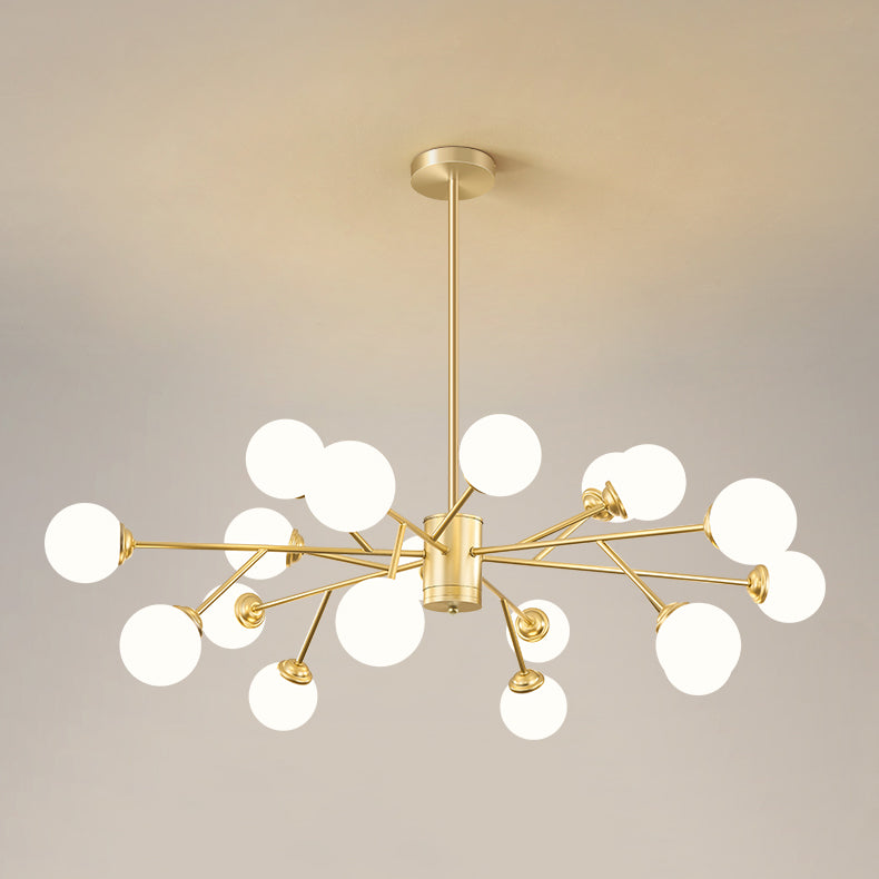 Gold Simplicity Chandelier Light Globe Glass Shade Pendant Lamp for Living Room