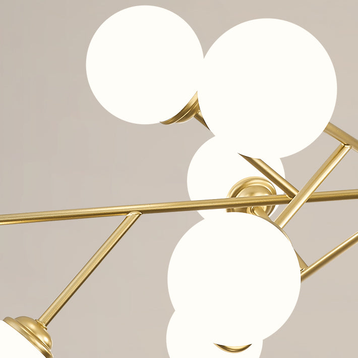 Gold Simplicity Chandelier Light Globe Glass Shade Pendant Lamp for Living Room