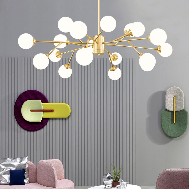 Gold Simplicity Chandelier Light Globe Glass Shade Pendant Lamp for Living Room