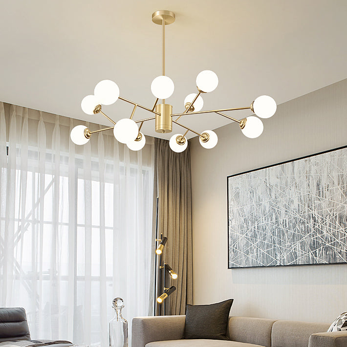 Gold Simplicity Chandelier Light Globe Glass Shade Pendant Lamp for Living Room