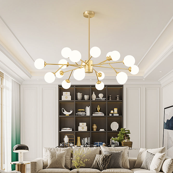 Gold Simplicity Chandelier Light Globe Glass Shade Pendant Lamp for Living Room