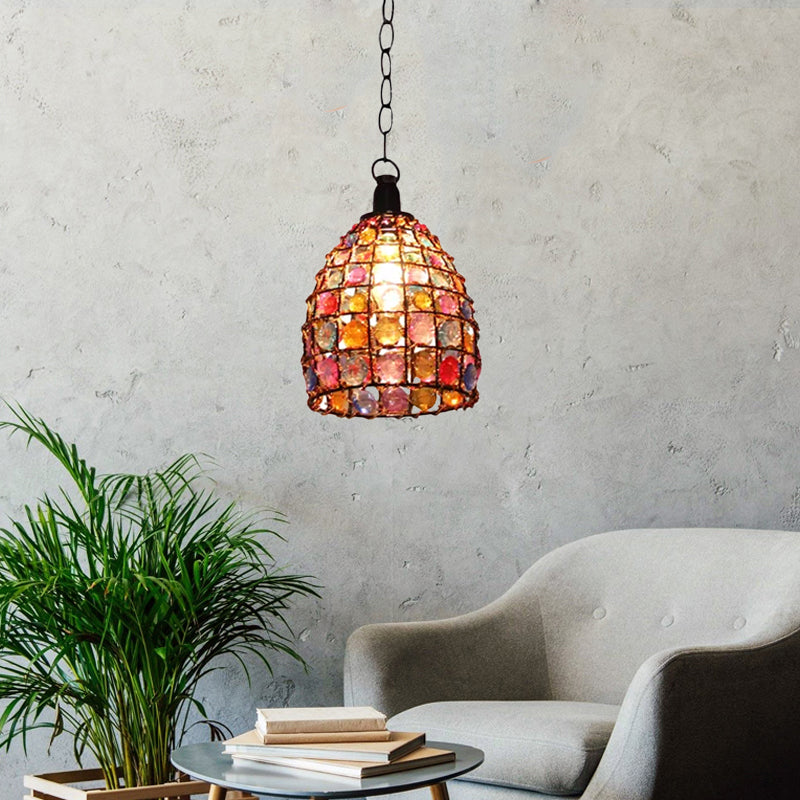 Dome/Globe Metal Hanging Pendant Bohemian 1 Head Restaurant Suspension Lamp in Rust, 6.5"/7.5"/8" Tall