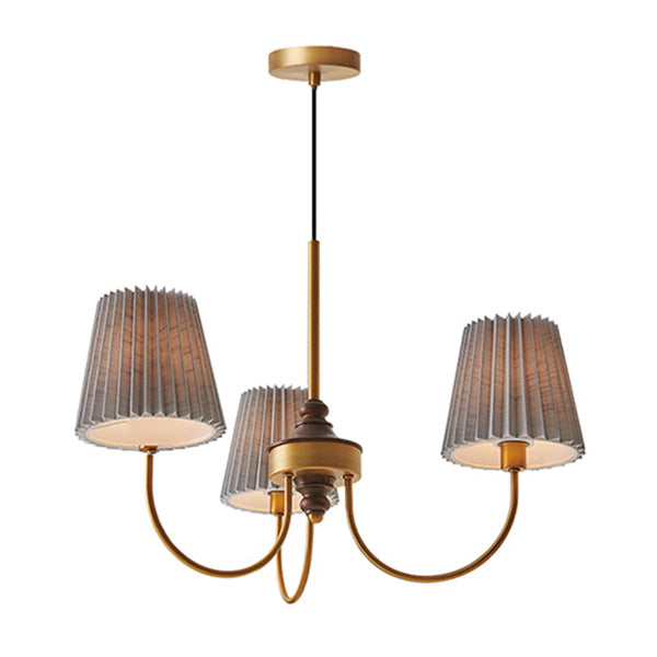 Cone Chandelier Light Traditional 3-Light Suspension Light with Fabric Shade
