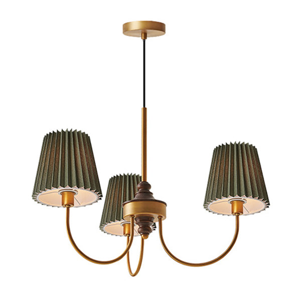 Cone Chandelier Light Traditional 3-Light Suspension Light with Fabric Shade
