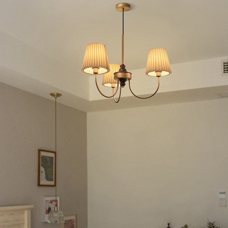 Cone Chandelier Light Traditional 3-Light Suspension Light with Fabric Shade
