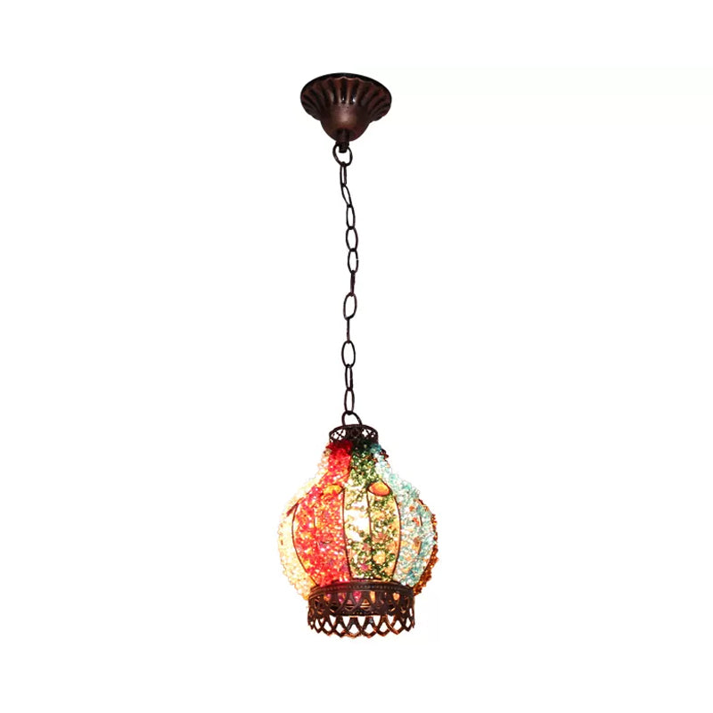 Dome/Globe Metal Hanging Pendant Bohemian 1 Head Restaurant Suspension Lamp in Rust, 6.5"/7.5"/8" Tall