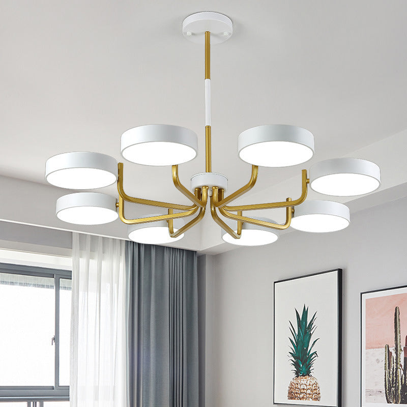 Nordic Round LED Chandelier Metallic Bedroom Living Room Suspension Lighting Fixture