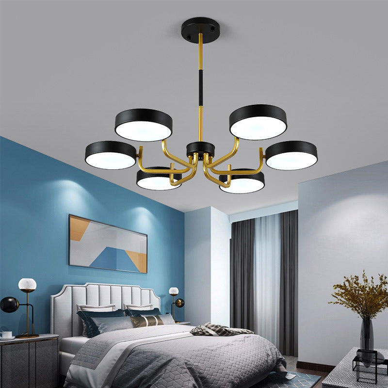 Nordic Round LED Chandelier Metallic Bedroom Living Room Suspension Lighting Fixture
