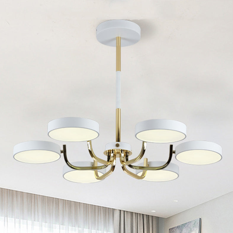 Nordic Round LED Chandelier Metallic Bedroom Living Room Suspension Lighting Fixture