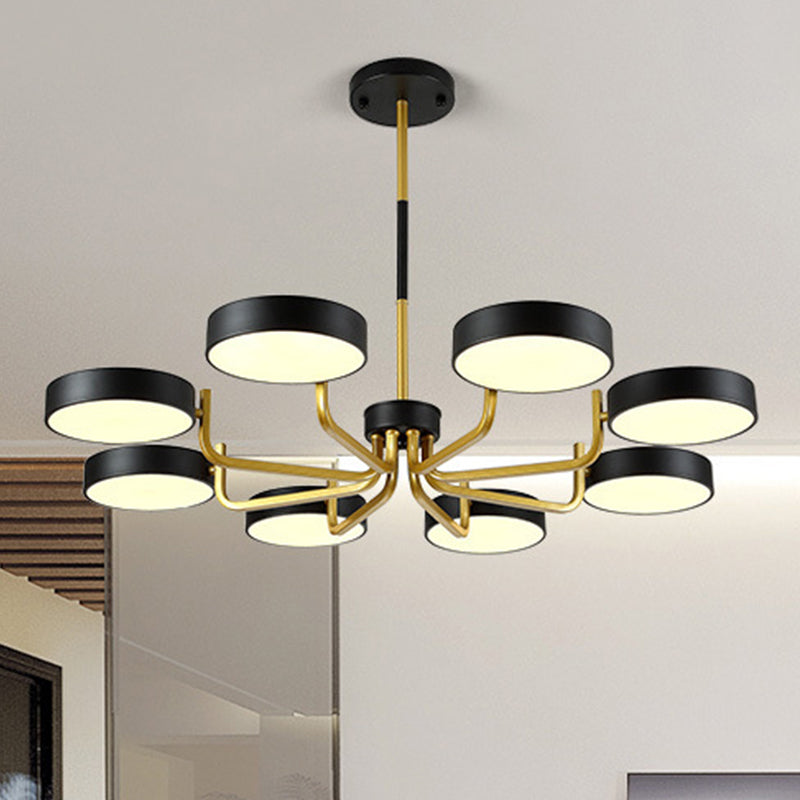 Nordic Round LED Chandelier Metallic Bedroom Living Room Suspension Lighting Fixture
