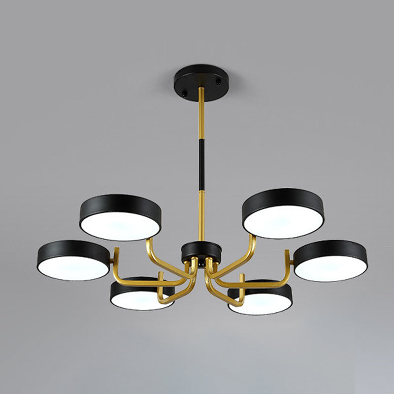 Nordic Round LED Chandelier Metallic Bedroom Living Room Suspension Lighting Fixture