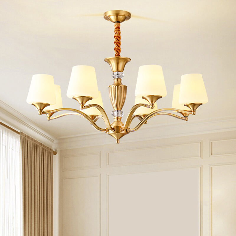 Bell Chandelier Lighting Fixtures Traditional Multi-Head Suspension Light with Clear Crystal