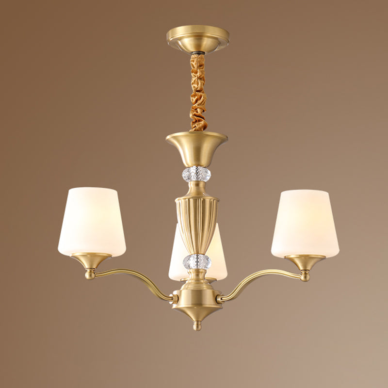 Accesorios de iluminación de la lámpara de campana Luz de suspensión tradicional de múltiples cabezas con cristal transparente