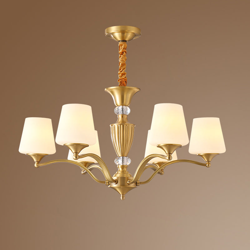 Accesorios de iluminación de la lámpara de campana Luz de suspensión tradicional de múltiples cabezas con cristal transparente