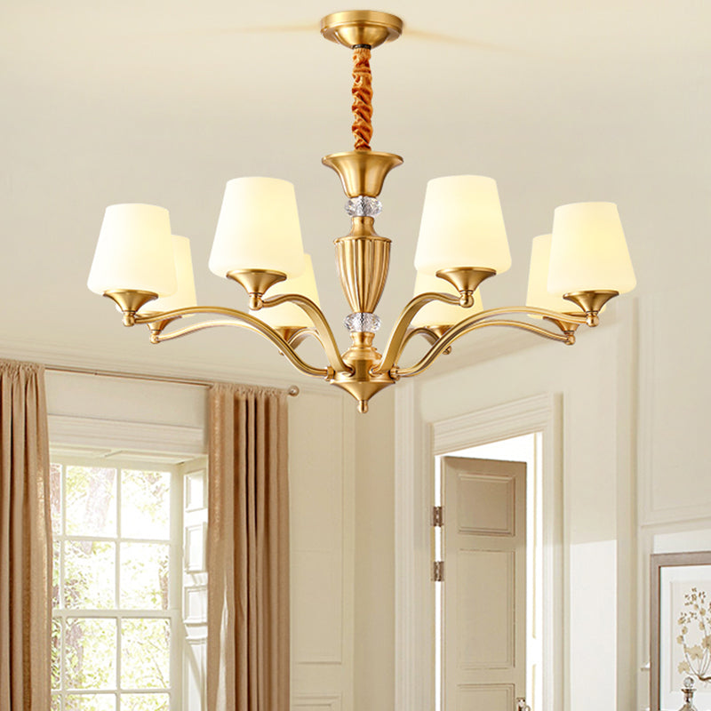 Bell Chandelier Lighting Fixtures Traditional Multi-Head Suspension Light with Clear Crystal