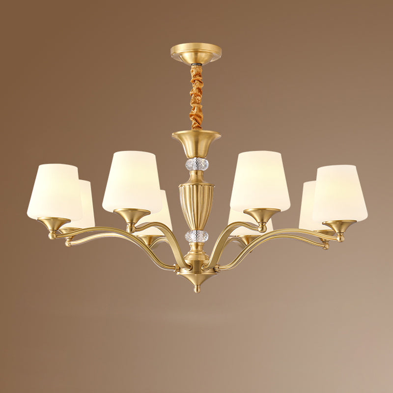 Accesorios de iluminación de la lámpara de campana Luz de suspensión tradicional de múltiples cabezas con cristal transparente